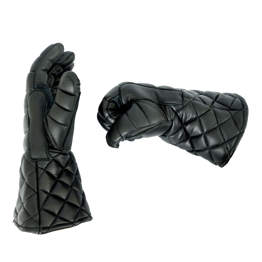 Red Dragon padded fencing gloves showing knuckle padding and palm detail