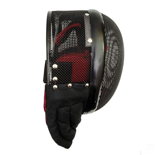 Red Dragon Tournament HEMA mask side profile with adjustable strap