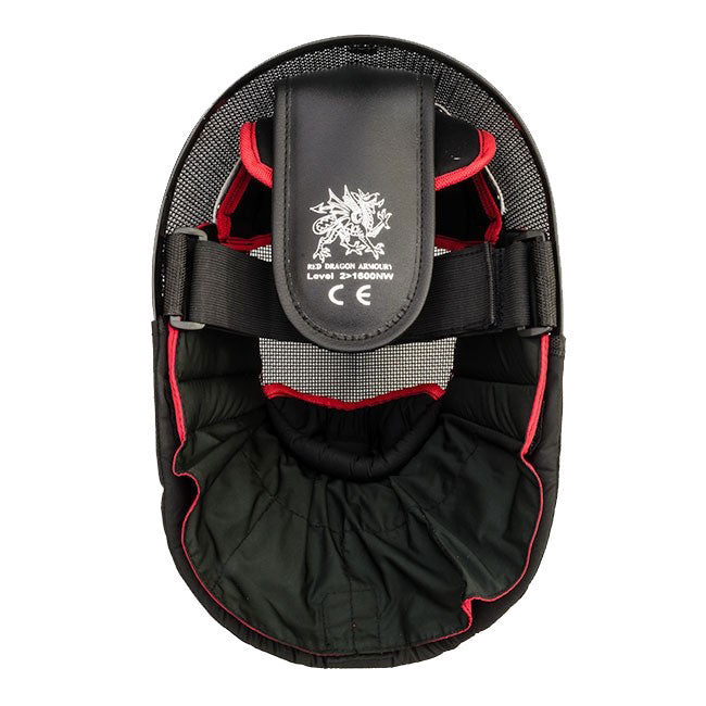 Red Dragon Tournament mask CEN 2 rated bib close-up