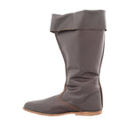 GDFB Knee Length Medieval Laced Boots - Brown Leather