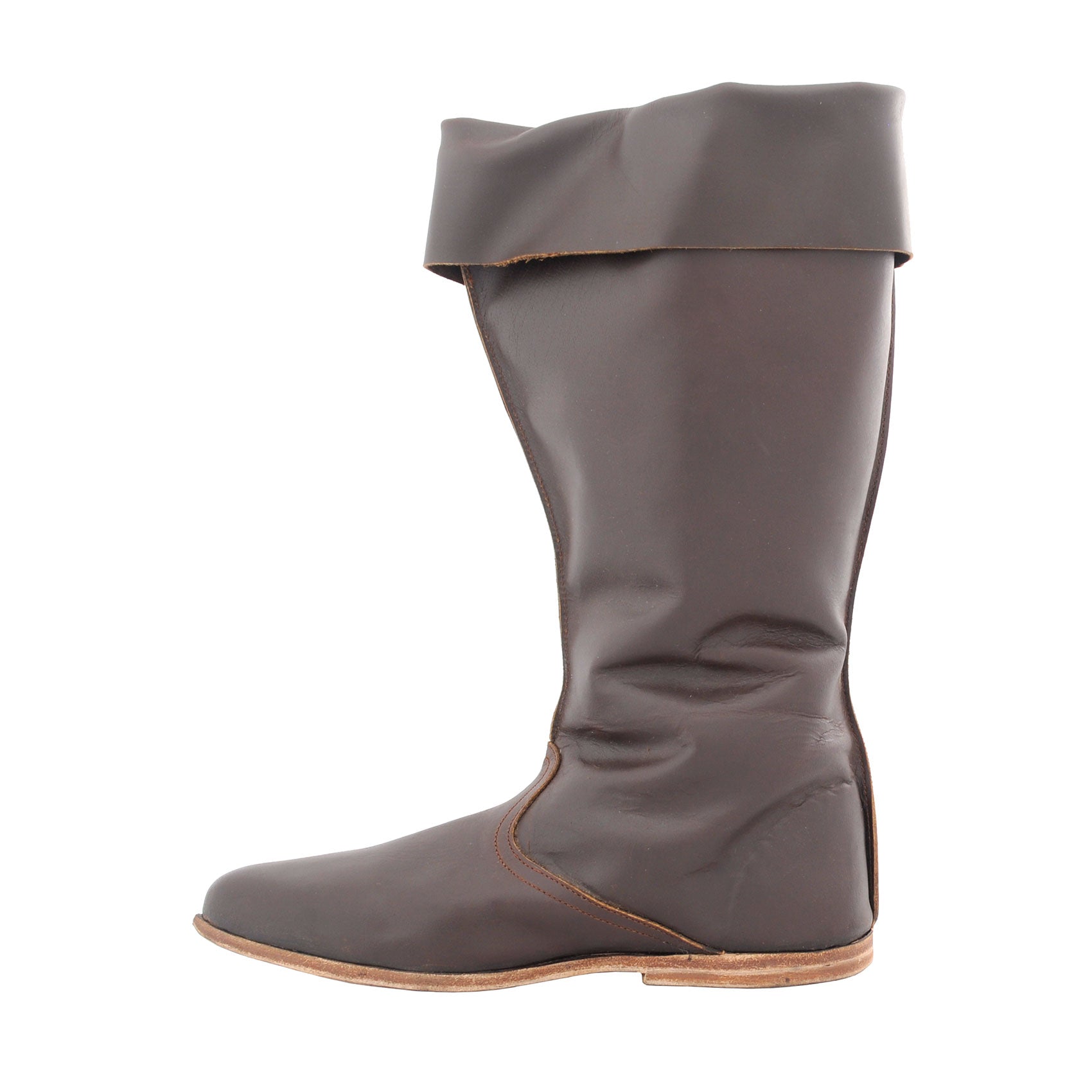 GDFB Knee Length Medieval Laced Boots - Brown Leather