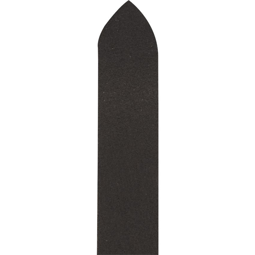 A single black textured strip with a pointed top, shown vertically on a plain white background.