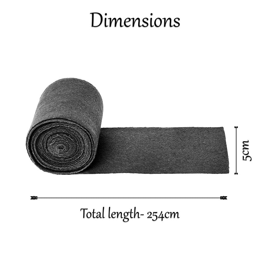 Woolen Arm Wraps with Brooches dimensions diagram, 254 cm length and 5 cm width