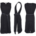 Anton Squared Tabard in Black with Black, front, side, and back views with belt