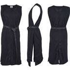 Anton Squared Tabard in Black with Black, front, side, and back views with belt