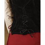Lisa Suede Bodice in Black, worn, close-up of side lacing