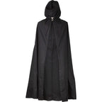 Black canvas hooded medieval cloak.