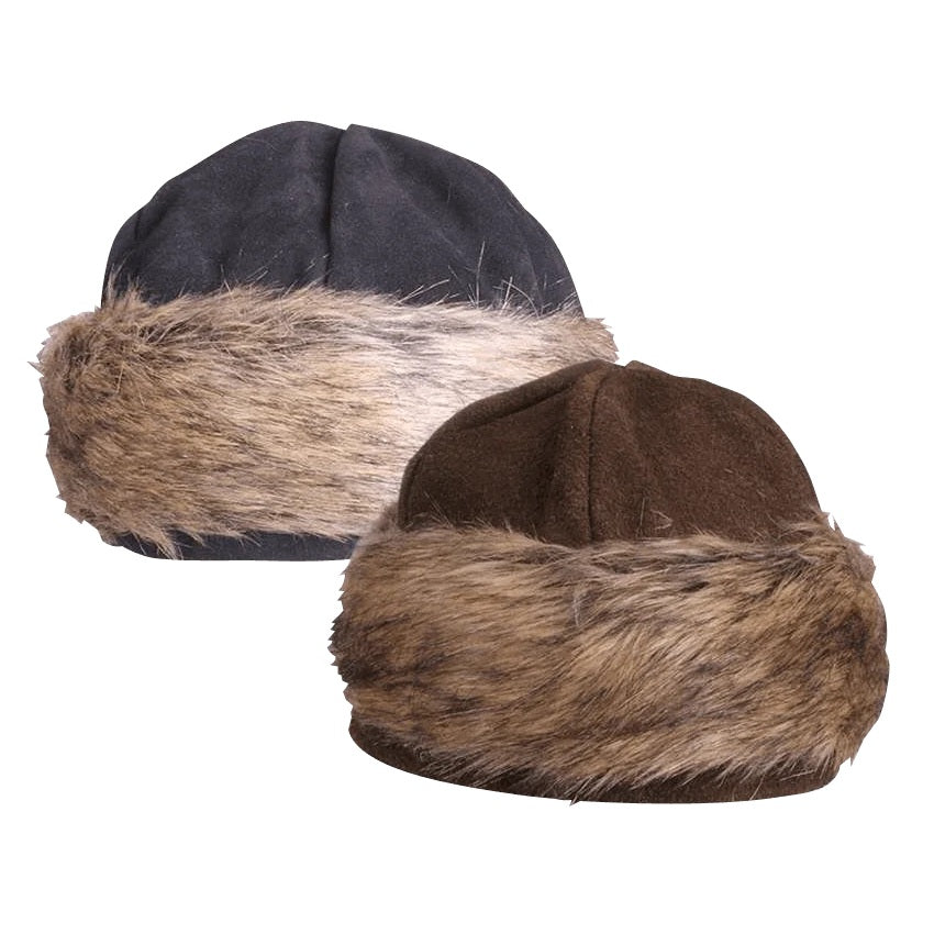 Ragi Fur Cap in Black and Brown – side by side comparison