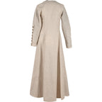 Jovina Linen Dress in Cream, front view, long sleeves and tapered waist