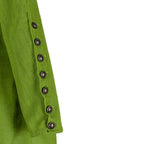 Jovina Linen Dress in Moss Green, close-up of button detail on the lower sleeve