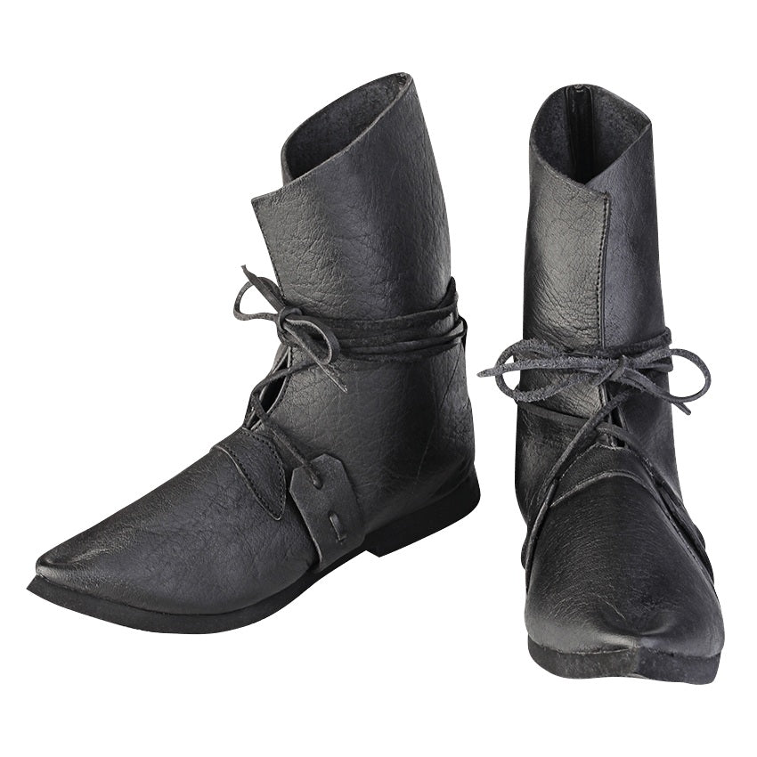 Mytholon black leather half boots for SCA.
