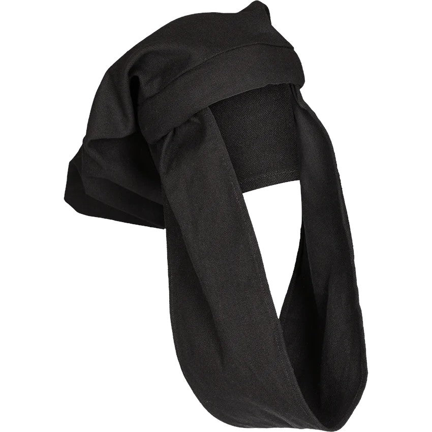 Black cotton Chaperon for ren faire and SCA persona garb. 