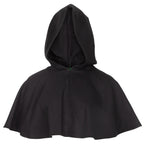 A black hooded cape or cloak with a wide draped silhouette, shown against a plain white background.