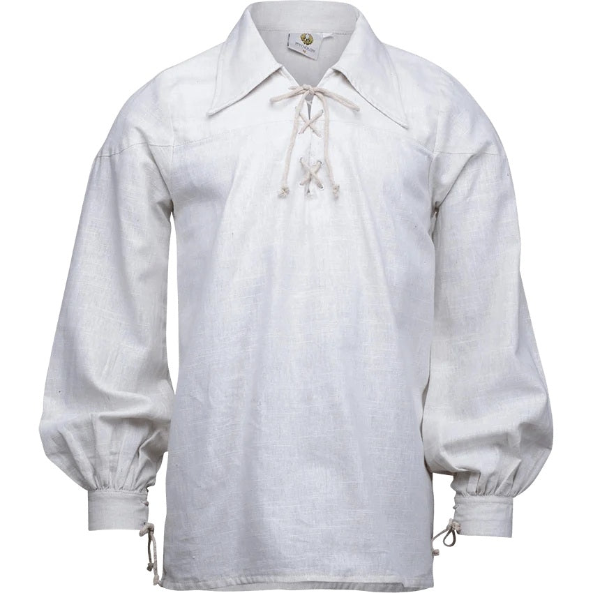 White lace-up men's Renaissance shirt.