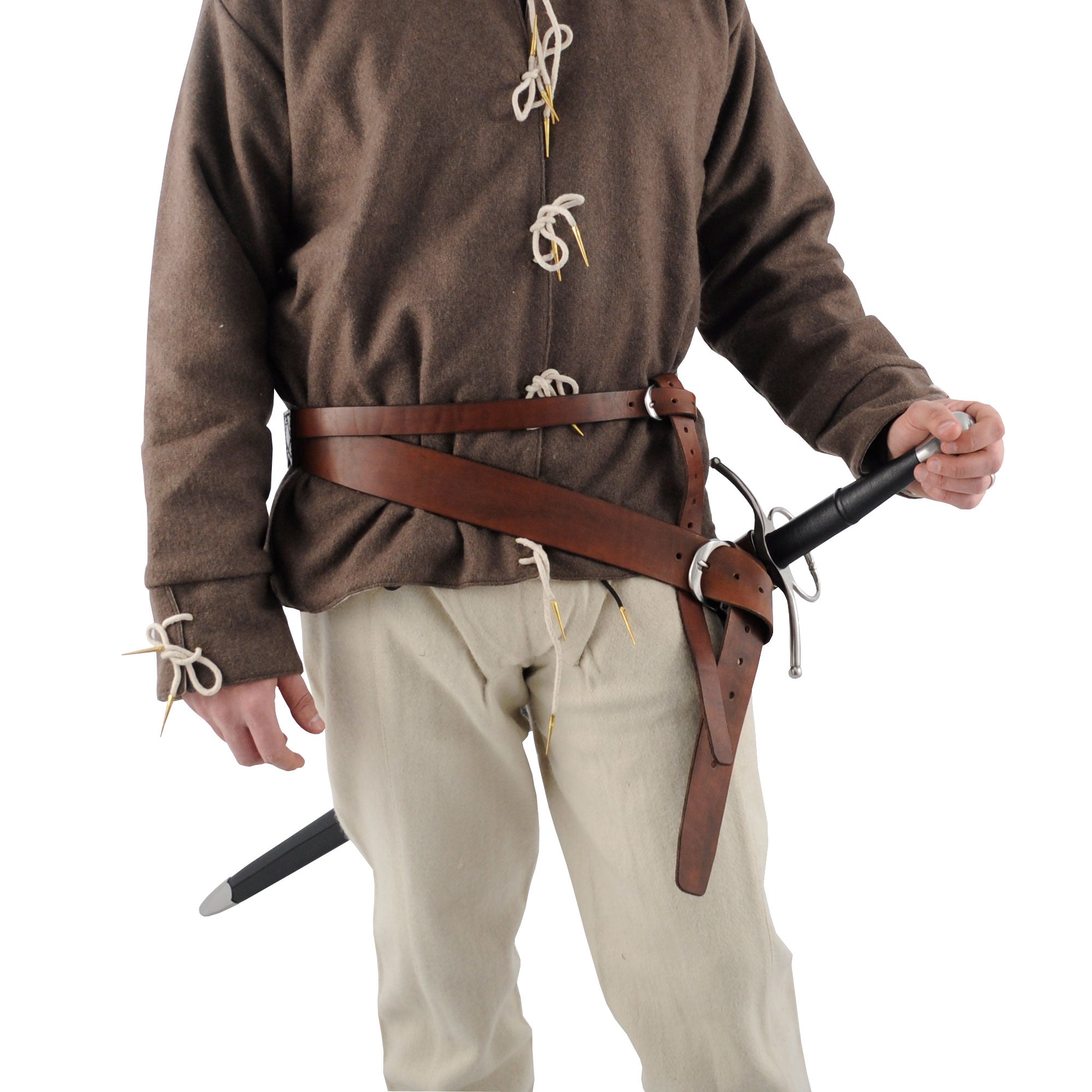 Right-handed sword belt, brown.