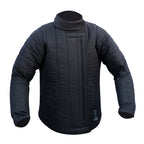 Black fencing jacket on a white background