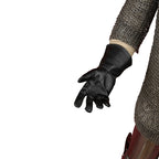 Historical Leather Gloves in Black – close-up, hand detail