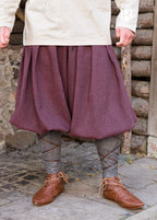Red wool trousers for Rus Viking impression.
