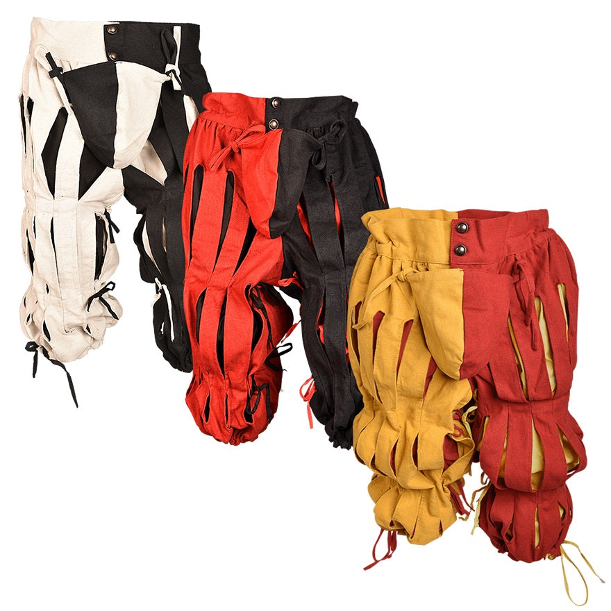 Three pairs of slashed Renaissance style trousers.