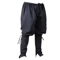 Black harem-style pants with an elastic drawstring waist and adjustable leg cuffs, shown against a plain white background.