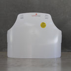 Front view of MasterGuard rigid chest protector for sport fencing.