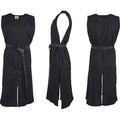Anton Canvas Tabard in Black with Black, front, side, and back views showing open sides