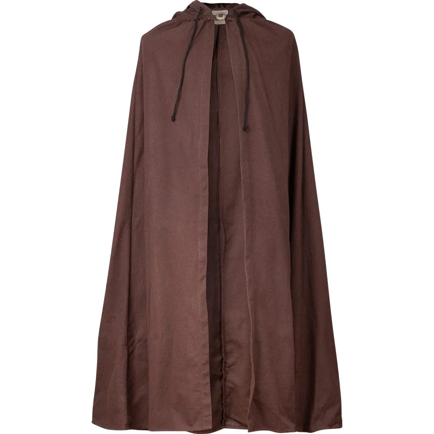 Brown canvas medieval hooded cloak.