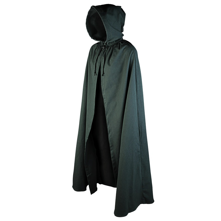 Hooded medieval cloak, green.