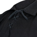 Jonathan Shirt in Black – lace-up collar detail