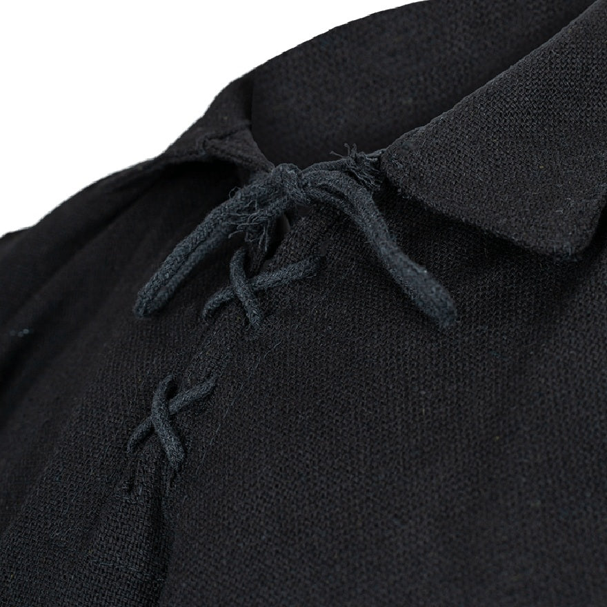 Jonathan Shirt in Black – lace-up collar detail