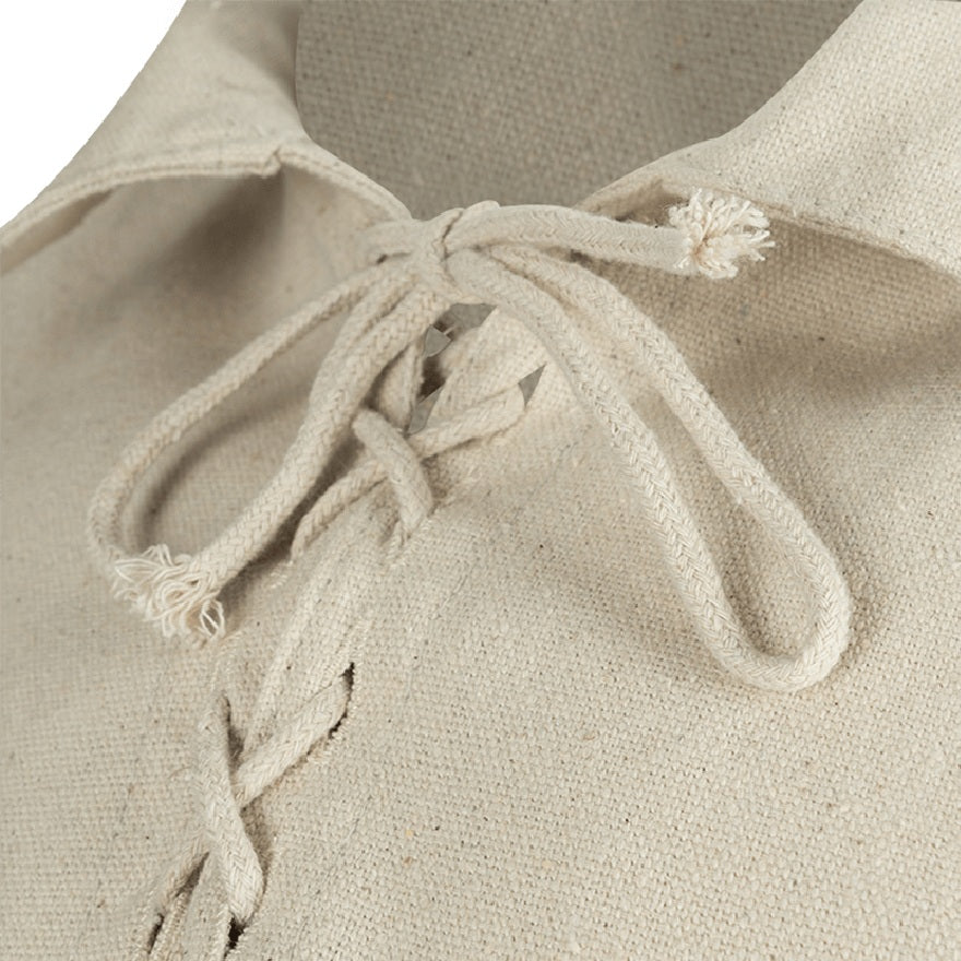 Jonathan Shirt in Cream – lace-up collar detail