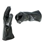 Red Dragon swordsman's gloves worn on hand, demonstrating fit and flexibility for rapier fencing