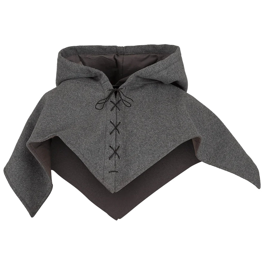 Wool medieval hood, grey. 