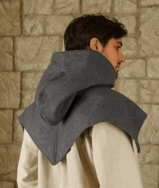 Mytholon Folke Grey Wool Medieval Hood