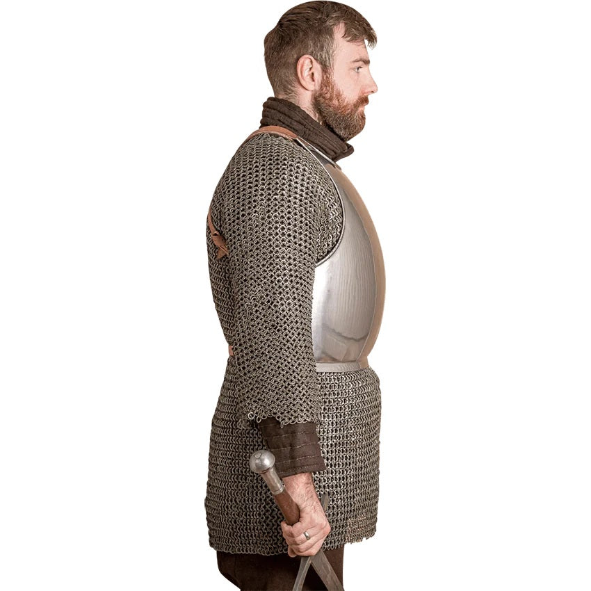 Mercenary Steel Breastplate, side profile, rounded edges and waist length